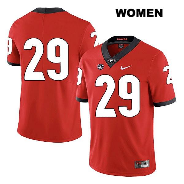 Georgia Bulldogs Women's Darius Jackson #29 NCAA No Name Legend Authentic Red Nike Stitched College Football Jersey SIZ6756KD
